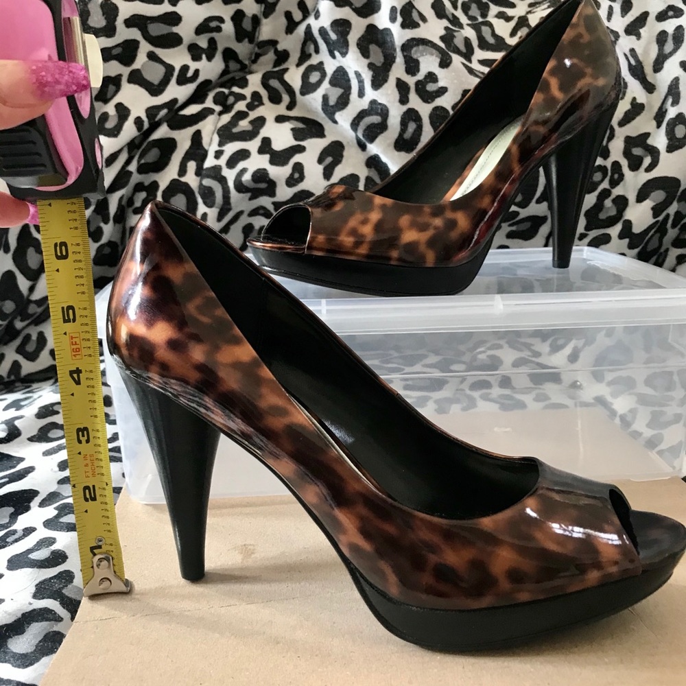 4” Leopard Print Heels With Peep-Toe - image 2